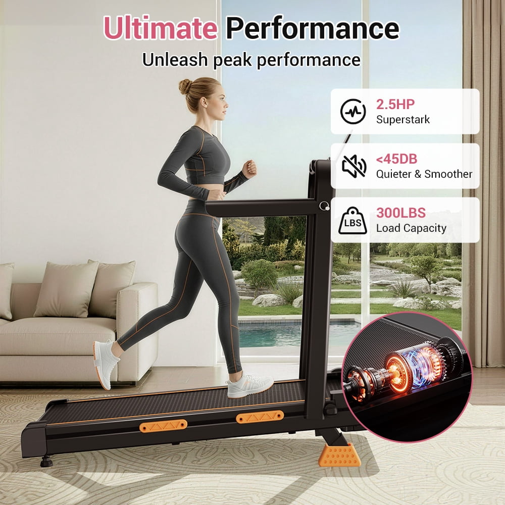 SONITU Powerful 2.5HP Walking Pad with 15% Incline, 6.3MPH Treadmill for Home, Compact Design with LED Display, Supports 300Lbs