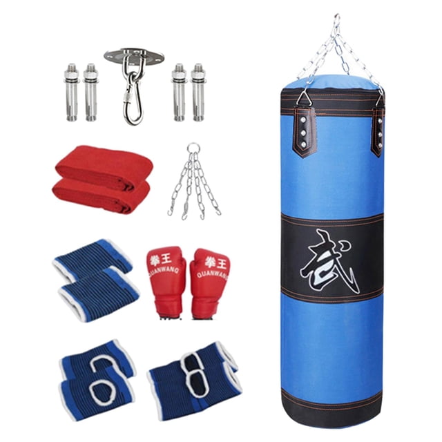 Saco de Boxeo Sin Relleno Perfecl Entrenamiento Físico con Guantes PU Azul 100cm