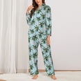 thumbnail image 2 of Fotbe Flamingos And Palms Conjunto de Pijama de Manga Larga para Mujer con Estampado, Ropa de Dormir de 2 Piezas, Conjunto de Casa Suave y Cómodo con Bolsillos-Large, 2 of 7