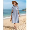 thumbnail image 6 of Zeagoo Dresses for Women Summer Casual Midi Short Sleeve Button Down Shirt Linen Dress Beach Cover Up with Pocket, 6 of 6