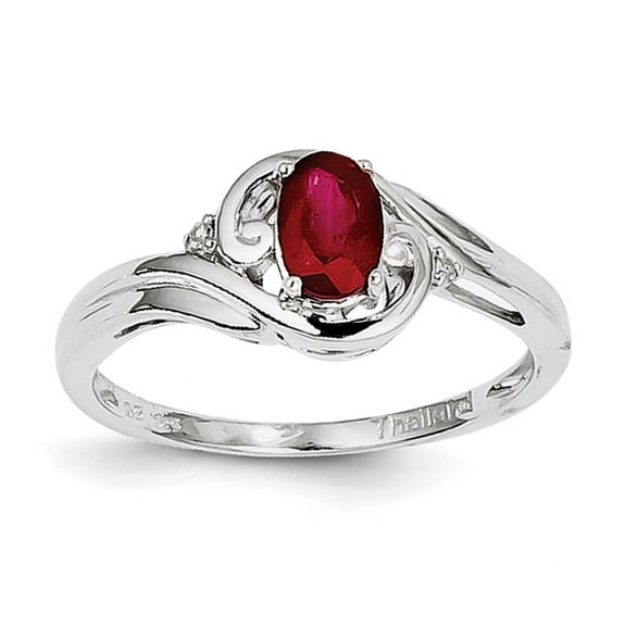 Sterling Silver Rhodium Plated Diamond & Ruby Ring