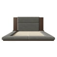 thumbnail image 6 of Harper & Bright Designs Floor Platform Bed Queen Size with Extended Wood Headboard & Bedside Shelf, Low Velvet Upholstered Queen Platform Bed Frame for Bedroom, Gray, 6 of 8