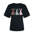 thumbnail image 4 of VBTAPA Womens Easter T-shirts Funny Cute Bunny Eggs Print Round Neck Short Sleeve Tops Novelty Holiday Graphic Tees Prime Sales Today Black XL, 4 of 6