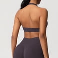 thumbnail image 6 of Neewe Women's Seamless Sports Bra Knitted Yoga Suit Gathering Breathable Workout Gym Tank Top for Women-Coffee M, 6 of 9