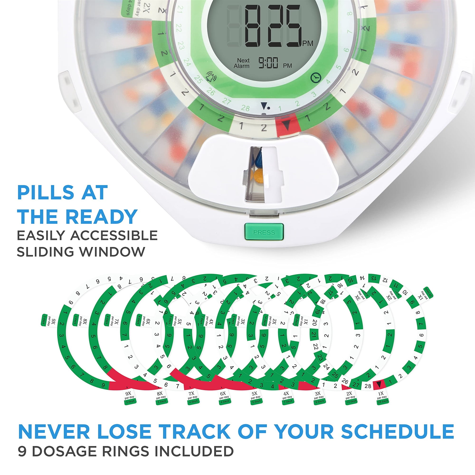 LiveFine 28-Day Automatic Pill Dispenser with Upgraded LCD Display and Key Lock - Frosted Lid