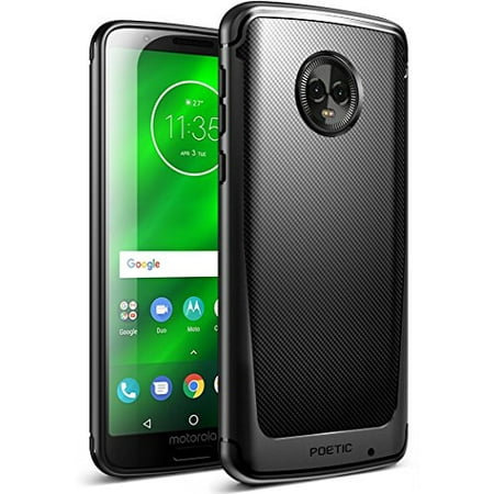 Moto G6 Plus Case, Poetic Karbon Shield [Shock Absorbing] Slim Fit TPU Case with [Carbon Fiber Texture] for Motorola Moto G6 Plus Black