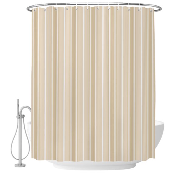 Bathroom Shower Curtain Minimalist Beige Stripes Waterproof Shower Curtains with Hooks, Neutral Aesthetic Art Bath Curtains Bathtub Curtain Home Decor 60x72in