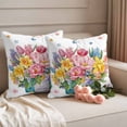 thumbnail image 2 of Outdoor Pillow Covers Pack of 2, Watercolor Flowers in Vase Waterproof Throw Pillowcase Cushion Cases, Lavender Daisy Butterflies Decorative Pillow Cover for Couch Sofa Home Bed Patio, 2 of 9