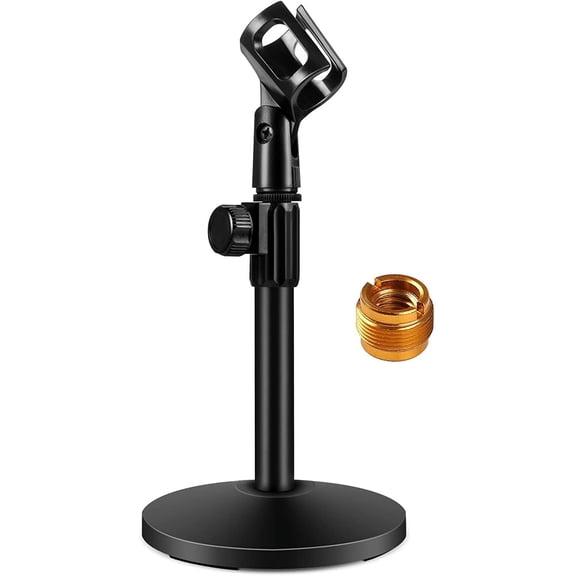 InnoGear Desktop Microphone Stand, Upgraded Adjustable Table Mic Stand with Mic Clip and 5/8" Male to 3/8" Female Screw for Blue Yeti Snowball Spark & Other Microphone