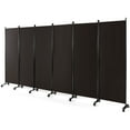 thumbnail image 1 of Costway 6-Panel Folding Room Divider 6FT Rolling Privacy Screen with Lockable Wheels Brown, 1 of 10