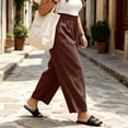 thumbnail image 5 of Women's Polyester Loose Fit Pants with Elastic Waist, Drawstring Closure & Pockets, Summer Beach Casual Lounge Pants, | VerBelle,Wine 5XL, 5 of 9