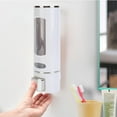 thumbnail image 4 of ABCISI 15oz Wall Mount Soap Dispenser - Manual Hand Shampoo and Shower Gel Dispenser for Bathroom and Kitchen - Lotion Container - Convenient and Stylish (White Shell, Silver Press), 4 of 10