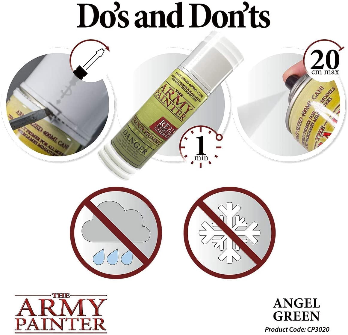The Army Painter Color Primer Spray Paint, Angel Green, 400ml, 13.5oz - Acrylic Spray Undercoat for Miniature Painting - Spray Primer for Plastic Miniatures