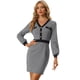 thumbnail image 1 of Vestido elegante para Mujer Allegra K con cuello En V de manga Larga Negro XL, 1 of 6