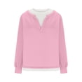 thumbnail image 4 of Penkiiy Chandail en Molleton à Col Rond à Blocs de Couleur pour Femmes, Manches Longues, Pull Décontracté, Vêtements Y2K 2TG Rose, 4 of 8