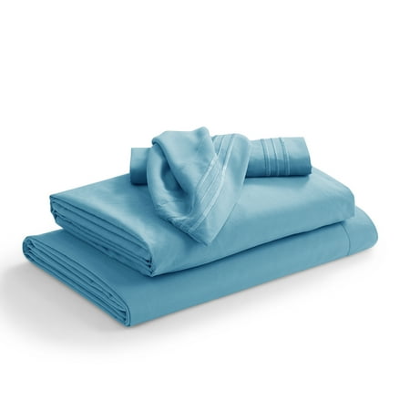 Nestl Full Size Sheets Set, Instantly Soft, Deep Pocket Bed Sheets Full 4 Piece, Luxury Soft Microfiber Full Sheets Sets, Beach Blue