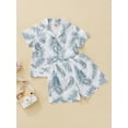 thumbnail image 3 of Franhais Boys Two-piece Summer Pants Suit, Leaves Print Short Sleeve Gentleman Shirt and Shorts, 3 of 9