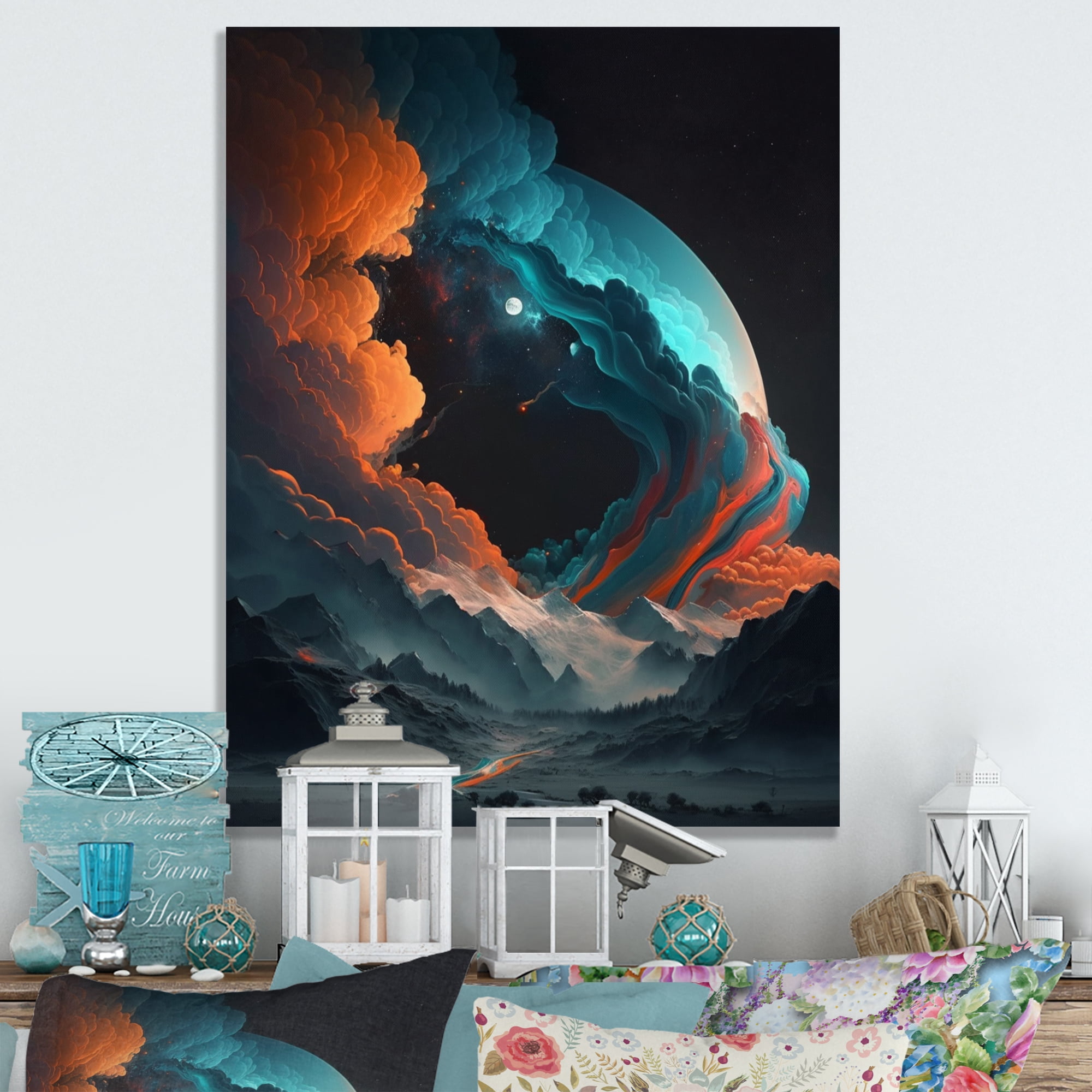 Designart Futuristic Landscape Galaxy I Canvas Wall Art