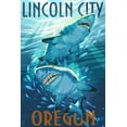 thumbnail image 3 of Lincoln City, Oregon, Stylized Tiger Sharks (Cotton Canvas Apron, Kitchen Cooking, Baking, Grilling, Unisex with Pockets), 3 of 5