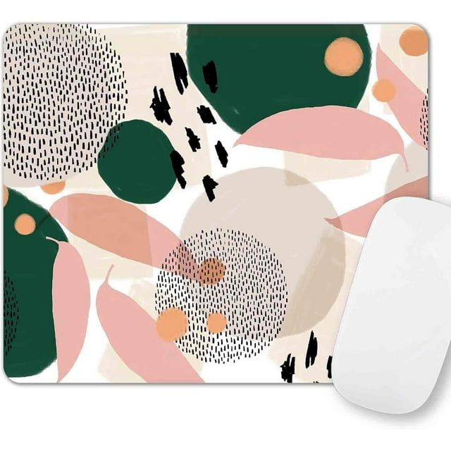 Rectangle Abstract AntiSlip Rubber Mousepad Custom Pattern for Office Laptop PC, Modern Geometric Art, Durable and Stylish, 9.5x7.9 in