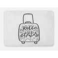 thumbnail image 1 of Hello Adventure Bath Mat, Hand Written Lettering with Various Ornaments on a Suitcase, Plush Bathroom Decor Mat with Non Slip Backing, 29.5" X 17.5", Charcoal Grey and White, by Ambesonne, 1 of 2