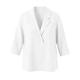 thumbnail image 4 of Babysbule Women Notch Collar Blazer Lapel Pullover Blouse Set-In 3/4 Sleeve Loose Fit Top for Office Daily Brunch Outfits, 4 of 5