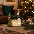 thumbnail image 4 of Christmas Snow House Ceramic Decor, Lighted Green Roof Village House with LED and Classic Style, Ornament for Home, Mantel, Tabletop, Holiday, Party, Seasonal, Gift, Display, Multicolor A, 4 of 6