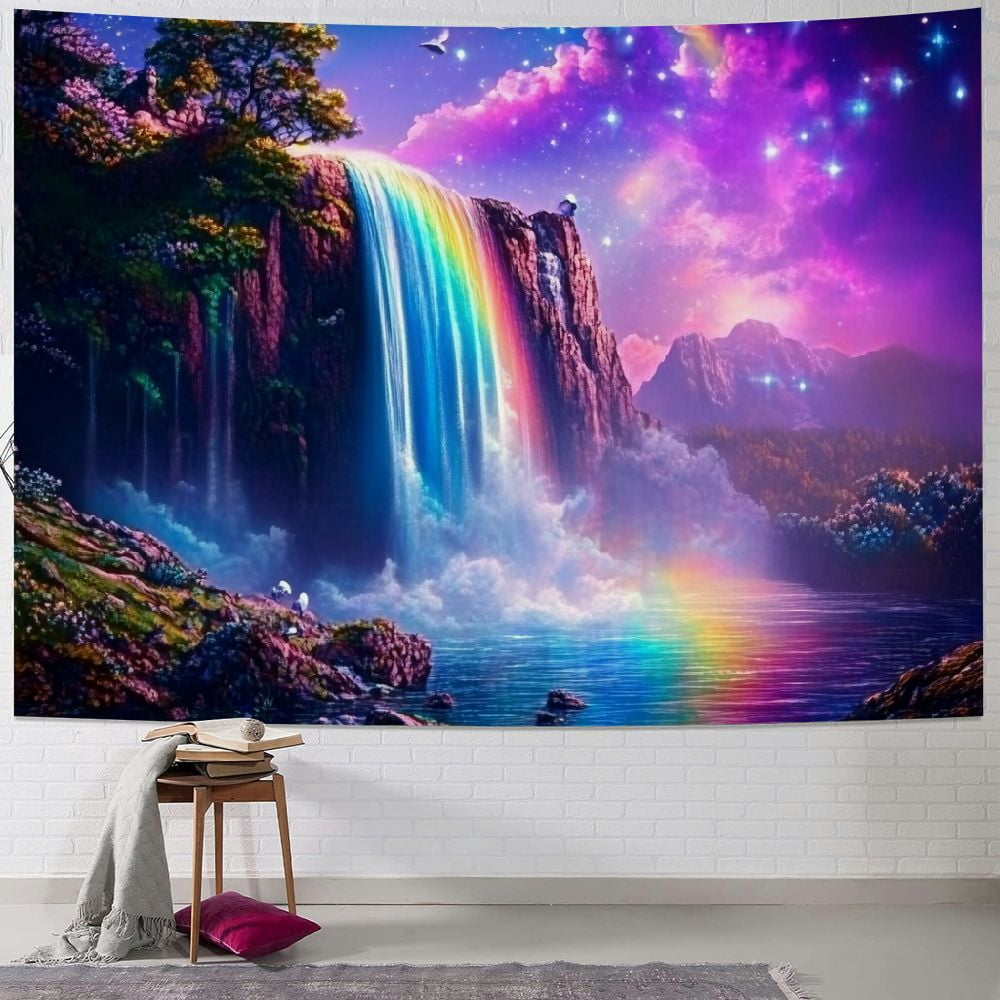 Tapzen Tapisserie murale arbre de vie - Lune étoile galaxie forêt nature pour chambre à coucher, salon, dortoir (152,4 x 101,6 cm