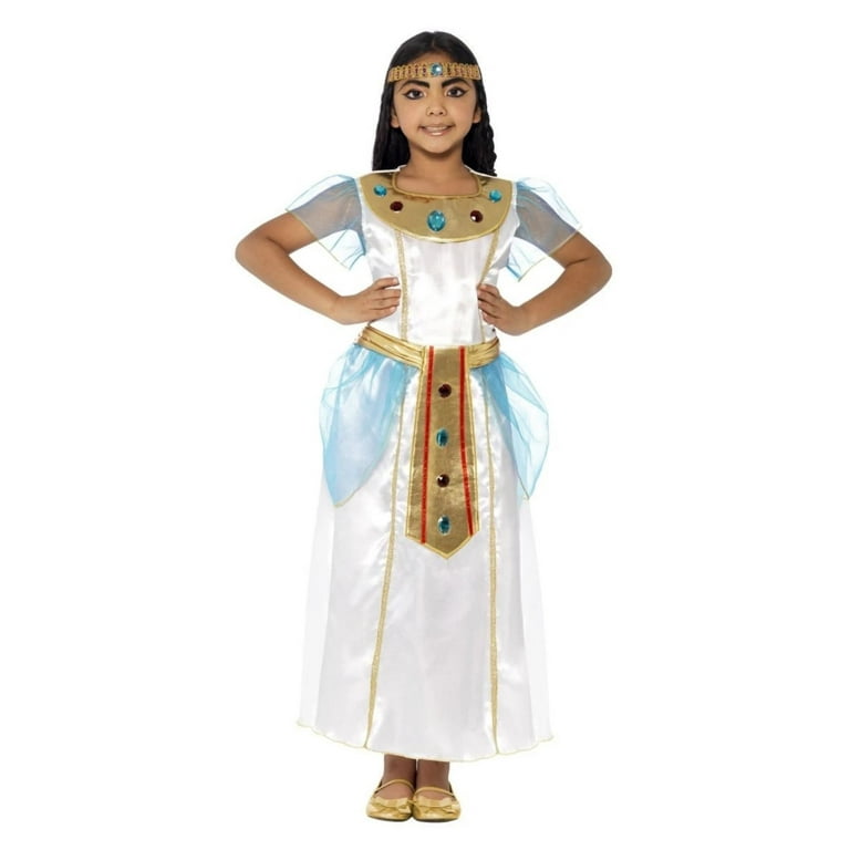 Deluxe Cleopatra Girl Costume Kids White Blue Deluxe Cleopatra Girl Costume Kids White Blue