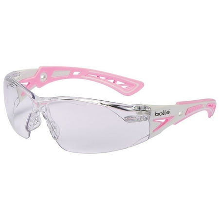 Anti Fog Safety Glasses - Bolle Rush Plus Small Safety Glasses White/Pink Temples Clear Anti-Fog Lens