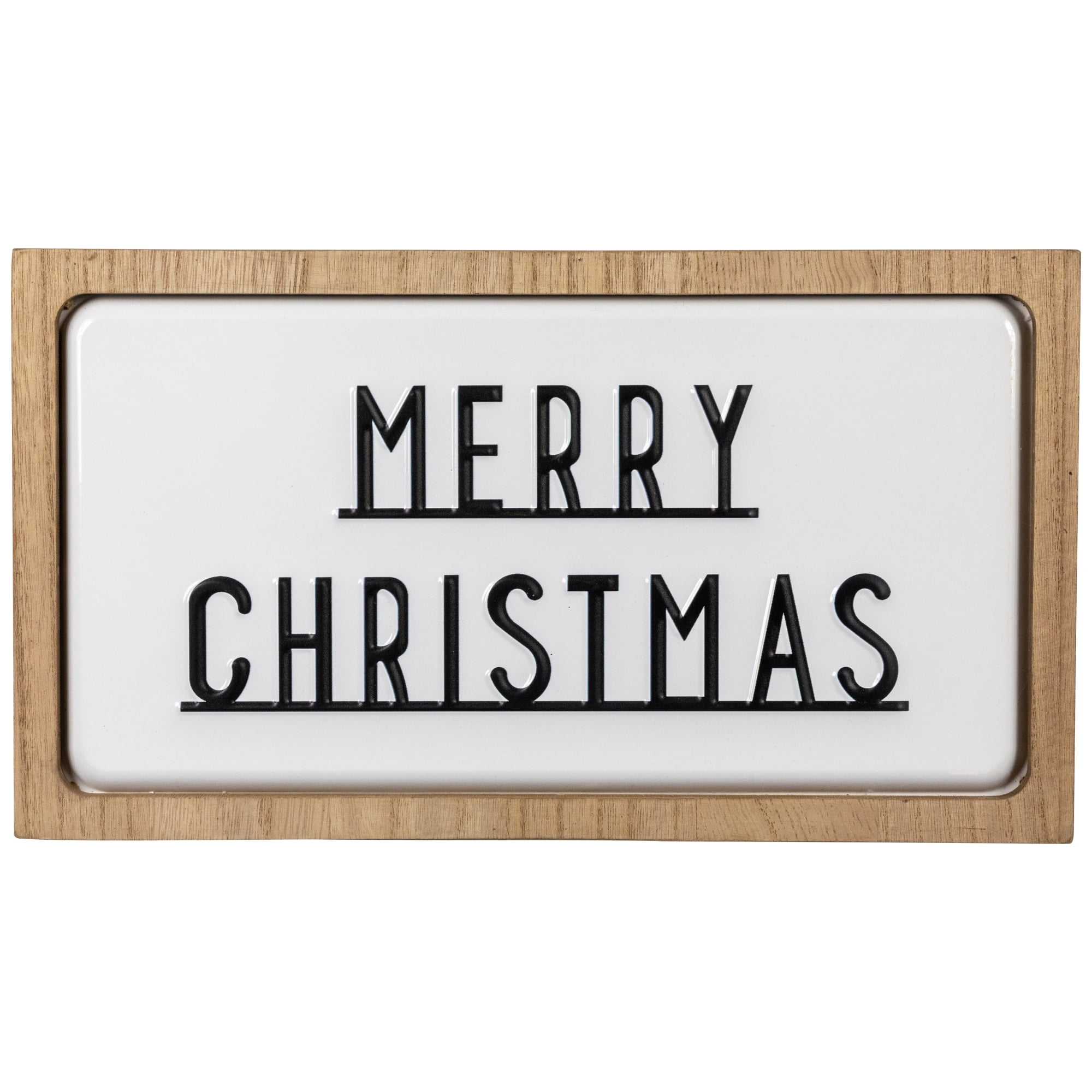 13" White and Brown "Merry Christmas" 3D Wooden Wall Christmas Decor