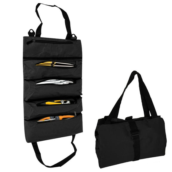 DODAMOUR Tool Roll Up Bag, Small Tool Pouch, Electricians Tool Pouch, Oxford Cloth Roll Up Tool Bag, Craftsman Tool Bag, Rolling Tool Bag for Mechanics, Hobbyists (Black)