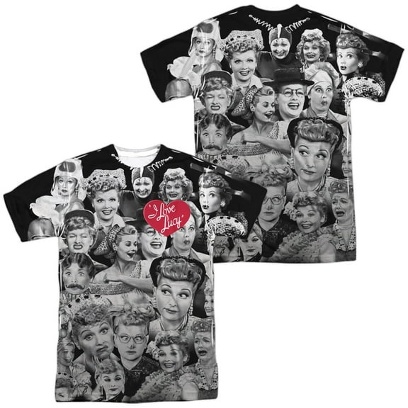 I Love Lucy Men's  Faces Sublimation T-shirt White