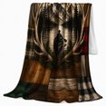 thumbnail image 2 of Rustic Mountain Lake Canoe Scene Buffalo Plaid Patchwork, Peaceful Mountain Lake Scene, Warm Flannel Blanket for Cabin and Lodge, Outdoor Lovers Camping Gift, Artistic Home Decor, 2 of 9