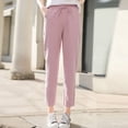 thumbnail image 6 of XFHLMJFF Linen Pants For Women Drawstring Elastic Waist Casual Summer Cotton Wide Leg Long Pants With Pockets 2024, 6 of 6