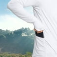 thumbnail image 4 of UTSJKR Men's Thumb Hole UPF 50+ Sun Proof Long Sleeve Hooded Shirt, Quick Dry Athletic Top, Outdoor Sports Beach Daily Anti UV Wear White L, 4 of 5