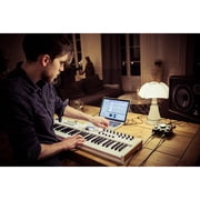 Arturia KeyLab Essential Mk3 61-Key USB MIDI Controller Keyboard, White 231531 Bundle and OnStage MDC-5 5-Ft Male-to-Male MIDI Cable