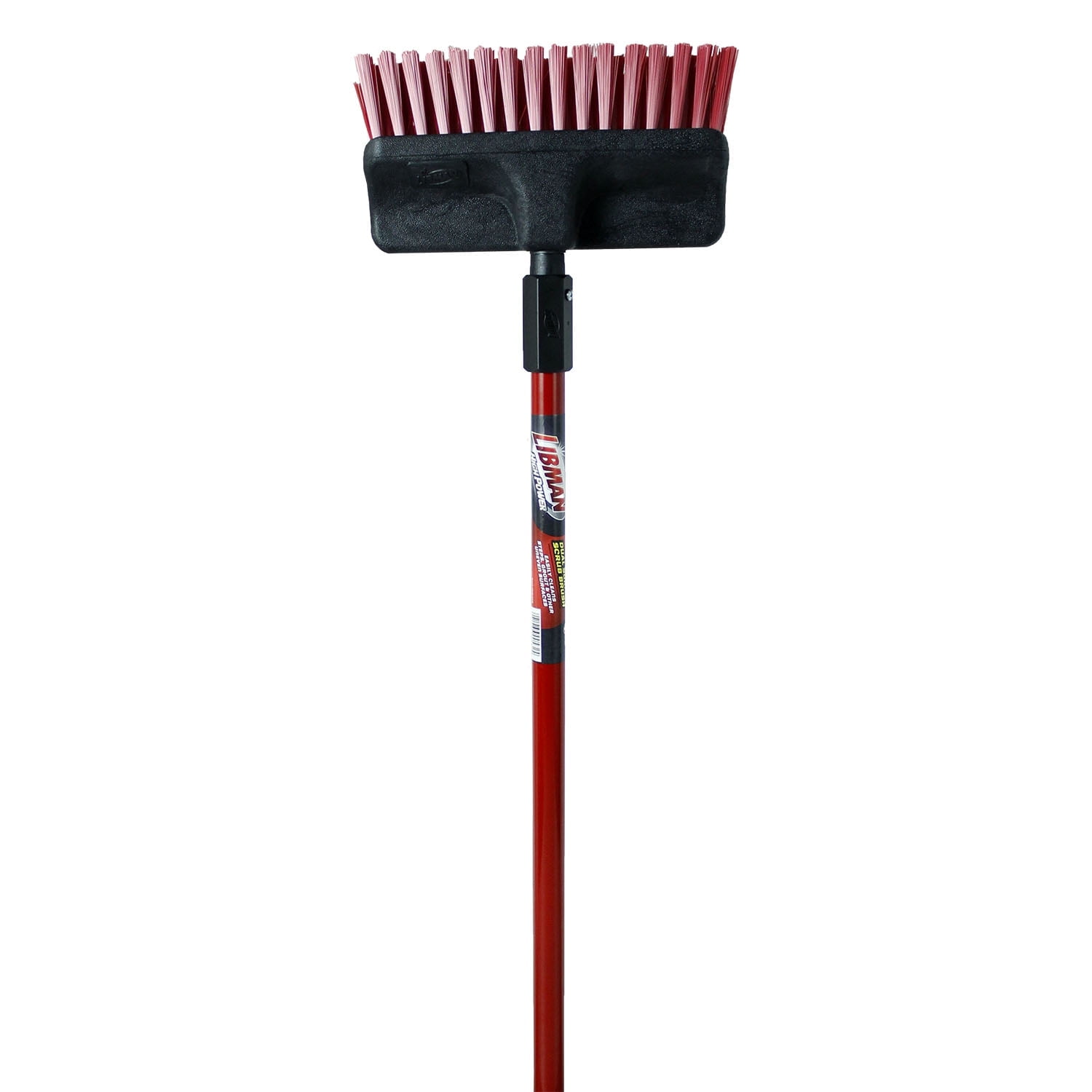 Libman 60"  Scrub Brush Heavy Duty Dual Scrub Steel Handle Red Black