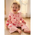 thumbnail image 4 of RUINIXCW Infant Baby Girl Romper Ruffle Long Sleeve Crew Neck Rugby Bow Print Fall Jumpsuit, 4 of 9