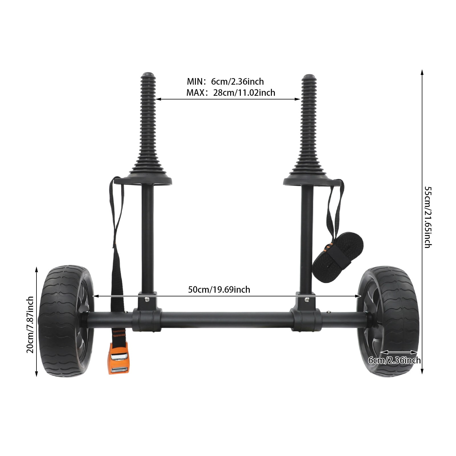 Universal Kayak Cart Adjustable Width 6-28cm Fits Most Kayaks Canoes & SUP Boat