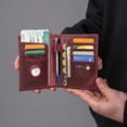 thumbnail image 2 of Contact's GenuineLeather Passport Holder with Airtag Slot RFID Blocking Passport Wallet Travel with SIM Card Removal Tool (Red), 2 of 13