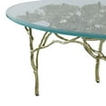 thumbnail image 4 of 47 Inch Artisanal Coffee Table with Metal Frame, Oval Clear Glass Top, Gold- Saltoro Sherpi, 4 of 5