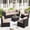 Dark Brown Rattan & Khaki Cushions, variant on 7 Piece Patio Furniture Set, Wicker Patio Conversation Sets, Outdoor Sectional Furniture with Tempered Glass Table, for Backyard, Deck, Garden, Dark Brown Rattan & Peacock Blue Cushions
