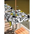 thumbnail image 2 of Outdoor Tablecloth with Umbrella Hole for Patio/Picnic/Party/Camping, Yellow Black Geometric Waterproof Table Cloth Square Cover Washable, Abstract Art Modern Line (54"x 54"), 2 of 8