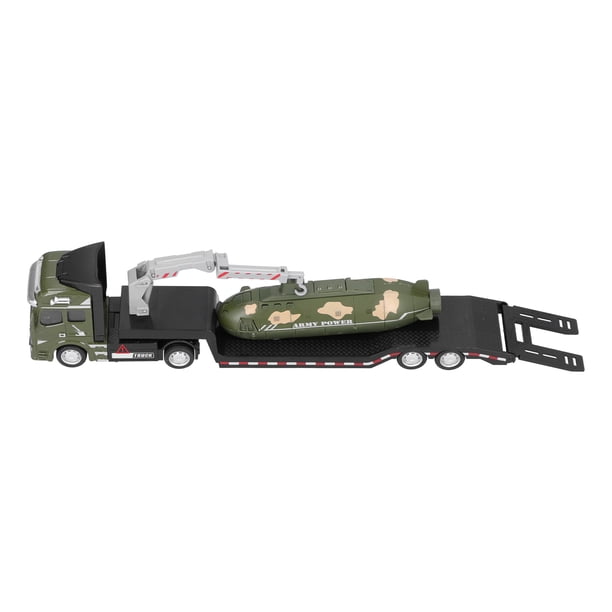 Juego de juguetes de simulación de vehículos militares submarinos de aleación para niños, color verde militar.