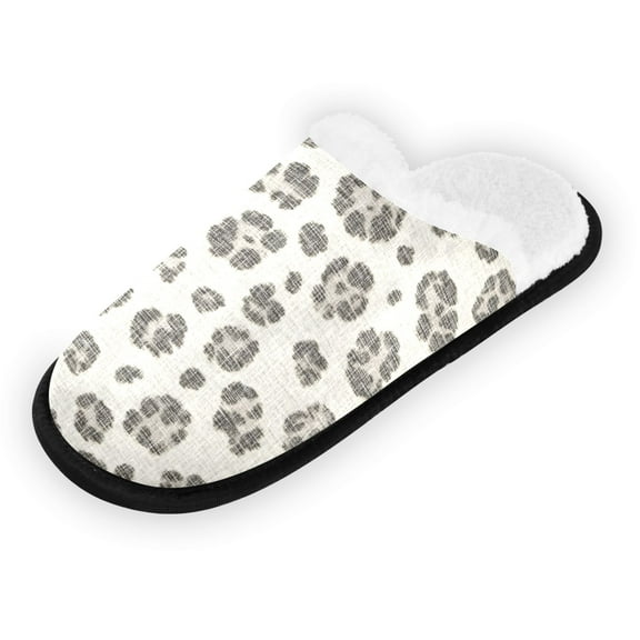 Women's Men's Slippers, Non-Slip Travel Unisex Fleece House Shoes Leopard Print Pattern