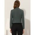 thumbnail image 4 of INSPIRE CHIC Blazer Court Sans Col pour Femme, Travail Bureau Affaires Décontracté, Gris Foncé, S, 4 of 5