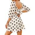 thumbnail image 3 of VISgogo Vestido de manga farol para mujer con decoración de volantes, ropa de verano de cintura alta con escote cuadrado de lunares VISgogo  moda, 3 of 4