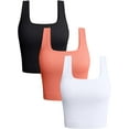thumbnail image 1 of Women's 3 Piece Tank Tops Ribbed Seamless Workout Exercise Shirts Yoga Crop Tops, 1 of 5