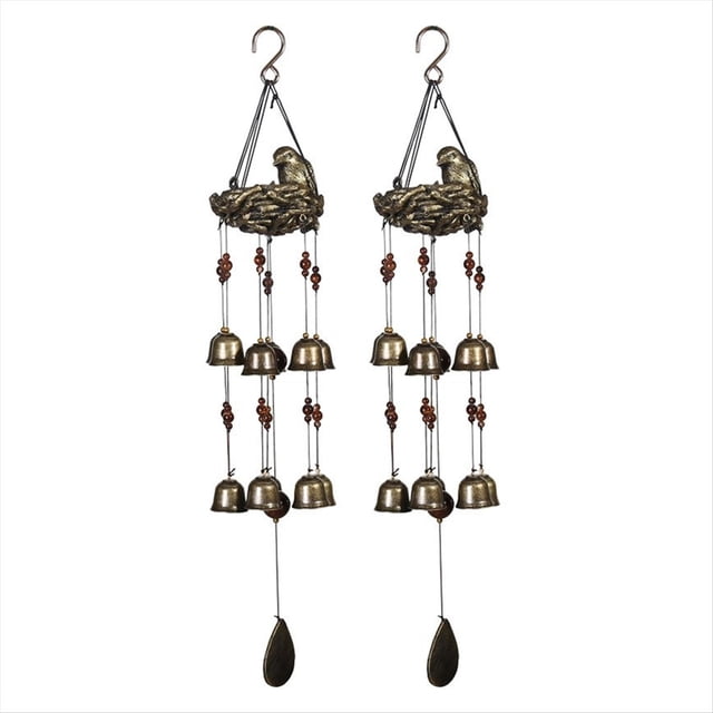 1 Campanilla de Viento con Forma de de PáJaro, Campanilla de Viento con 12 Campanas de Bronce para JardíN, Patio, DecoracióN del Hogar
